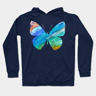 Blue green watercolor butterfly Hoodie